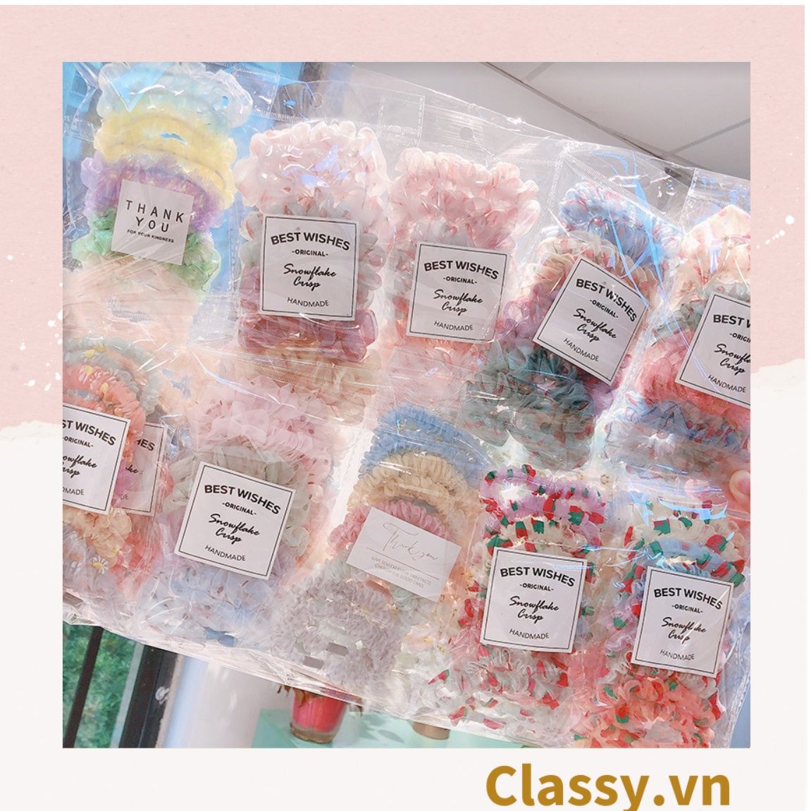  [GIAO HÀNG 7-25 NGÀY] PK775 Scrunchies buộc tóc nhiều họa tiết; vải voan nữ tính thanh lịch 