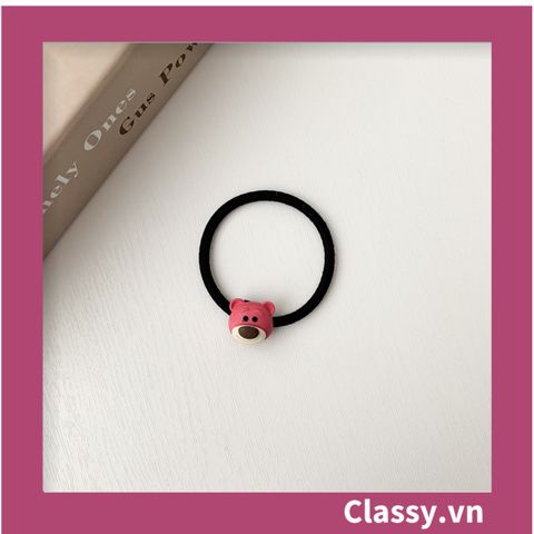  PK799 Bộ sưu tập dây cột tóc băng đô và kẹp tóc màu hồng tía, in hình gấu Teddy cute ngộ nghĩnh 