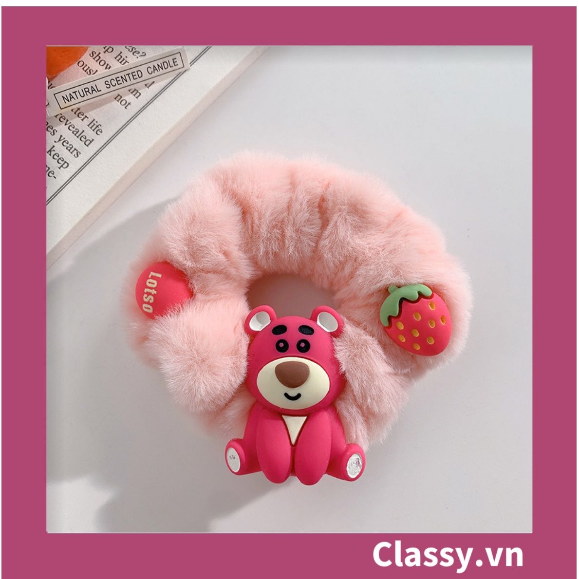  PK799 Bộ sưu tập dây cột tóc băng đô và kẹp tóc màu hồng tía, in hình gấu Teddy cute ngộ nghĩnh 