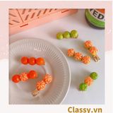  Kẹp tóc dạng clip mỏ vịt, họa tiết minh họa trái cam quýt tinh nghịch hài hước màu sắc tươi sáng hot tiktok 