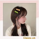  Kẹp tóc dạng clip mỏ vịt, họa tiết minh họa trái cam quýt tinh nghịch hài hước màu sắc tươi sáng hot tiktok 