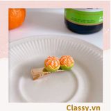  Kẹp tóc dạng clip mỏ vịt, họa tiết minh họa trái cam quýt tinh nghịch hài hước màu sắc tươi sáng hot tiktok 