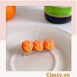  Kẹp tóc dạng clip mỏ vịt, họa tiết minh họa trái cam quýt tinh nghịch hài hước màu sắc tươi sáng hot tiktok 