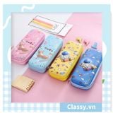  Hộp văn phòng phẩm đựng bút chất liệu Silicon dẻo, siêu bền, màu pastel đính họa tiết hoạt hình ngộ nghĩnh 