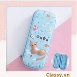  Hộp văn phòng phẩm đựng bút chất liệu Silicon dẻo, siêu bền, màu pastel đính họa tiết hoạt hình ngộ nghĩnh 