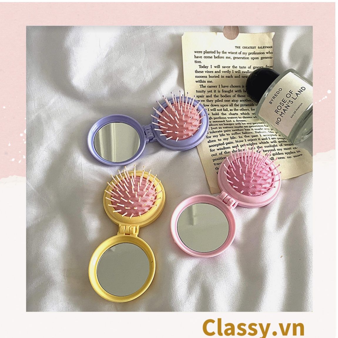  [GIAO HÀNG 7-25 NGÀY] COMBO 20 PK923 Lược Mini Có Thể Gấp Gọn Tích Hợp Gương Họa Tiết Hoạt Hình Đáng Yêu Độc Đáo 