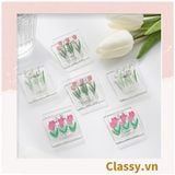  Kẹp giấy nhựa Acrylic trong suốt hoa tulips sử dụng kẹp dấu trang, kẹp giấy ,văn phòng phẩm sáng tạo tiện lợi PK937 