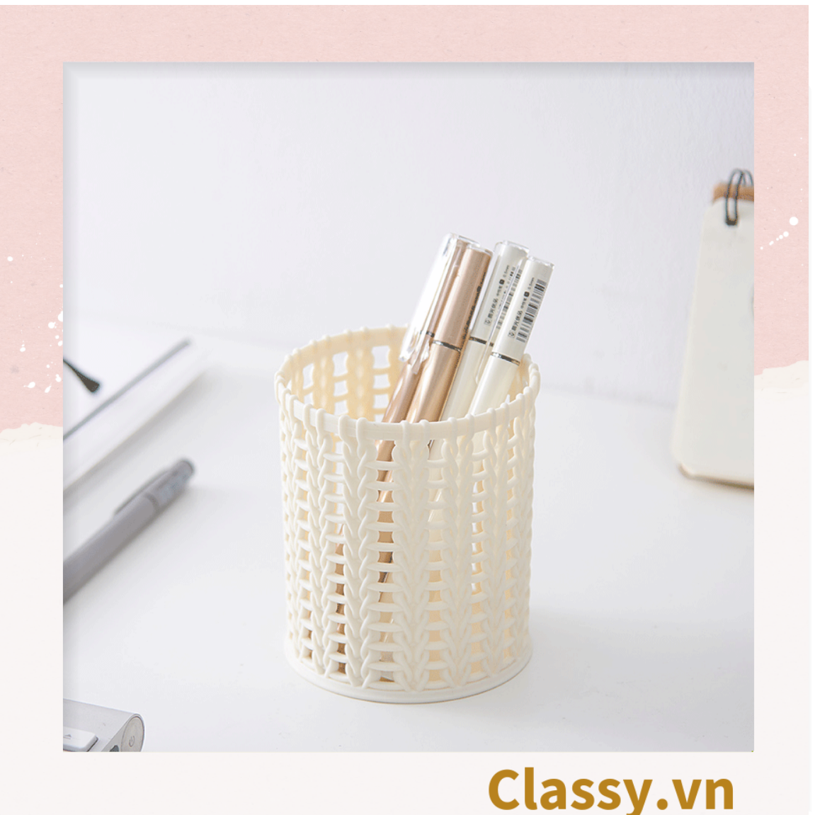  PK938 Hộp nhựa lưới Đựng Bút Đựng Viết, Văn Phòng Phẩm màu pastel họa tiết hoạt hình 