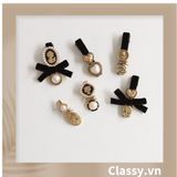  BST Kẹp tóc dạng clip họa tiết kẻ sọc trắng đen caro hot hit bản lớn bọc vải chanh sả sả chanh PK945 