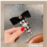  BST Kẹp tóc dạng clip họa tiết kẻ sọc trắng đen caro hot hit bản lớn bọc vải chanh sả sả chanh PK945 