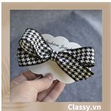  BST Kẹp tóc dạng clip họa tiết kẻ sọc trắng đen caro hot hit bản lớn bọc vải chanh sả sả chanh PK945 