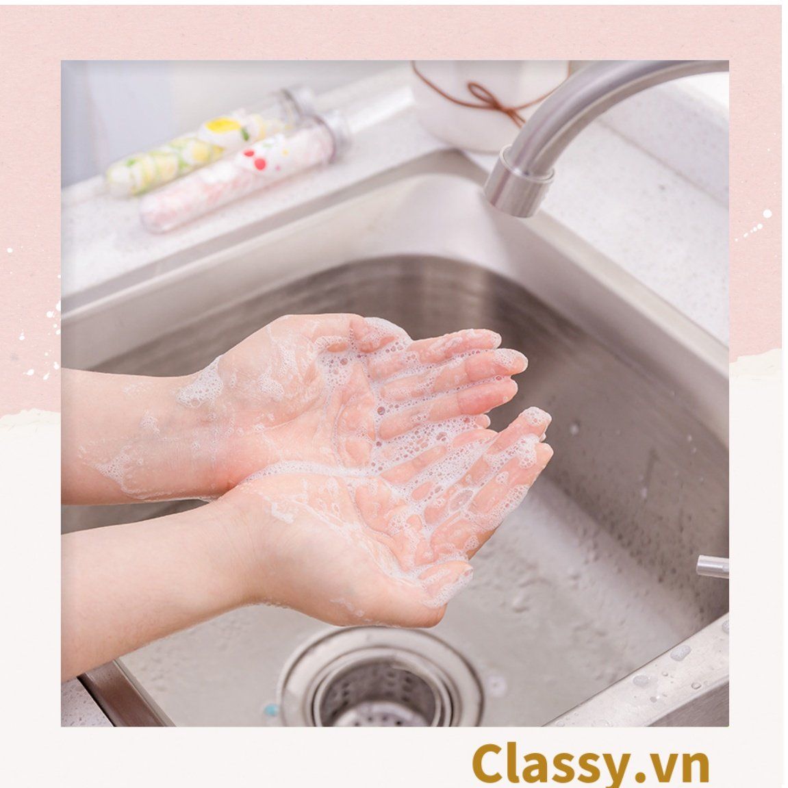  [GIAO HÀNG 7-25 NGÀY]  COMBO 50 Xà phòng giấy tạo bọt hình bông hoa tiện dụng mang theo du lịch, đi ngoài trời 