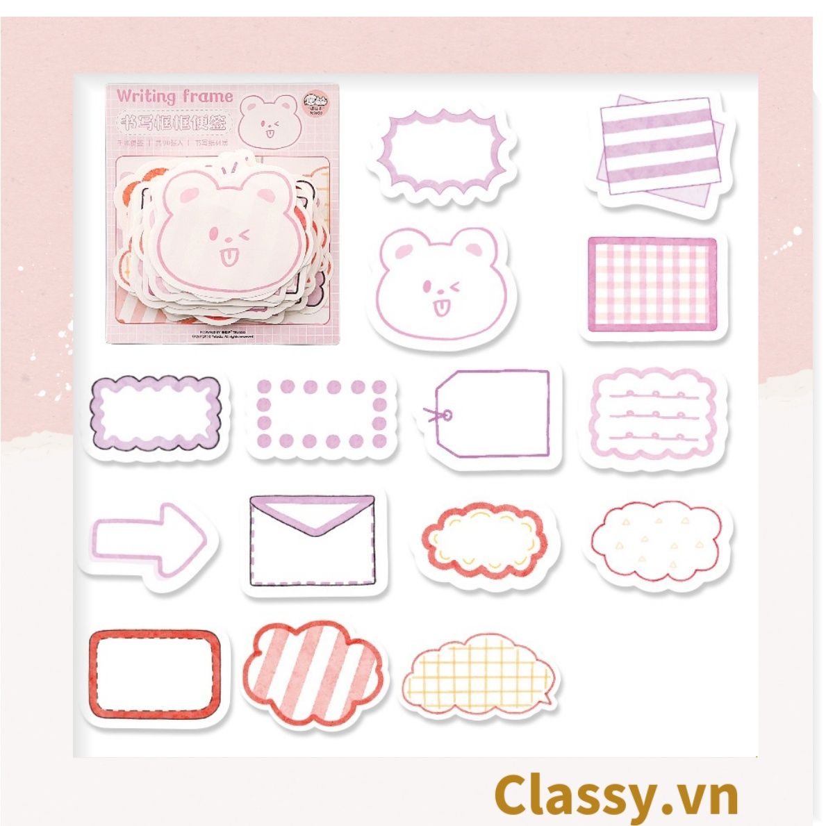  Bộ 90 tờ Giấy ghi chú màu pastel nhiều hình hoạt hình đáng yêu giấy note post it sticker PK958 (không keo) 