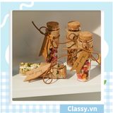  [GIAO HÀNG 7-25 NGÀY]  Lọ thủy tinh hình trụ cỡ nhỏ có gắn nút bần 3x10cm, dùng làm đồ trang trí siêu xinh Q1223 