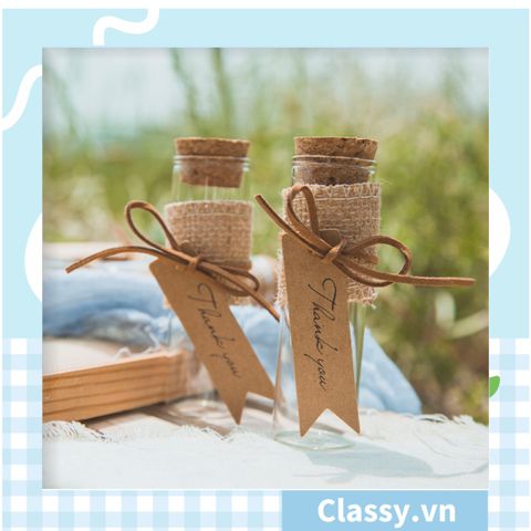  [GIAO HÀNG 7-25 NGÀY]  COMBO 10 Lọ thủy tinh hình trụ cỡ nhỏ có gắn nút bần 3x10cm, dùng làm đồ trang trí siêu xinh Q1223 
