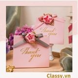  Túi giấy Thank You đính hoa sang trọng, dùng làm quà tặng sinh nhật, valetine, kỷ niệm Q1347 