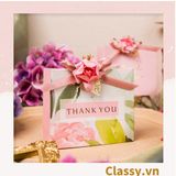  Túi giấy Thank You đính hoa sang trọng, dùng làm quà tặng sinh nhật, valetine, kỷ niệm Q1347 