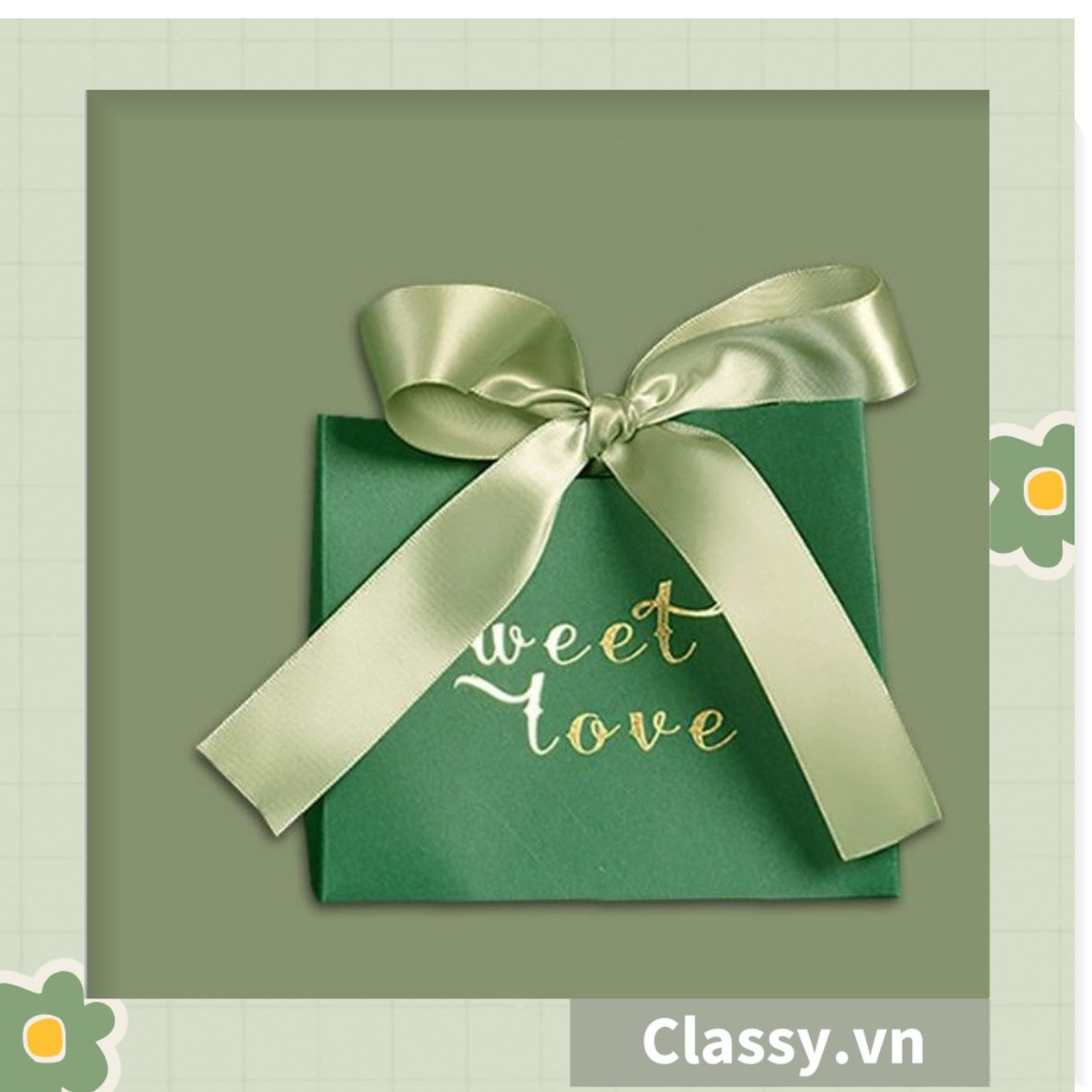  Classy Túi quà tặng, túi giấy Sweet love xanh lá sang trọng Q1348 