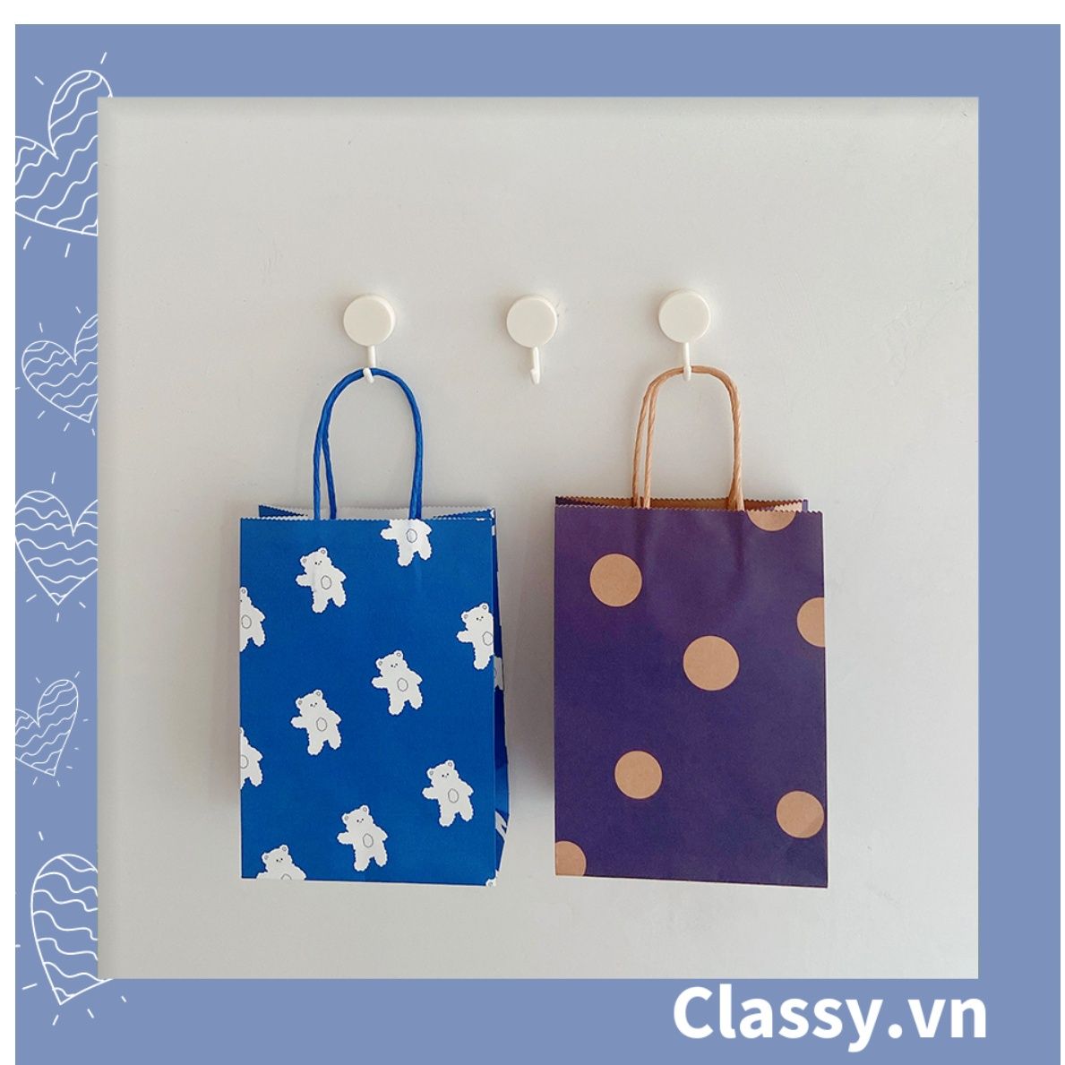  [GIAO HÀNG 7-25 NGÀY] Túi giấy quai xách chú gấu màu xanh dương Q1350 