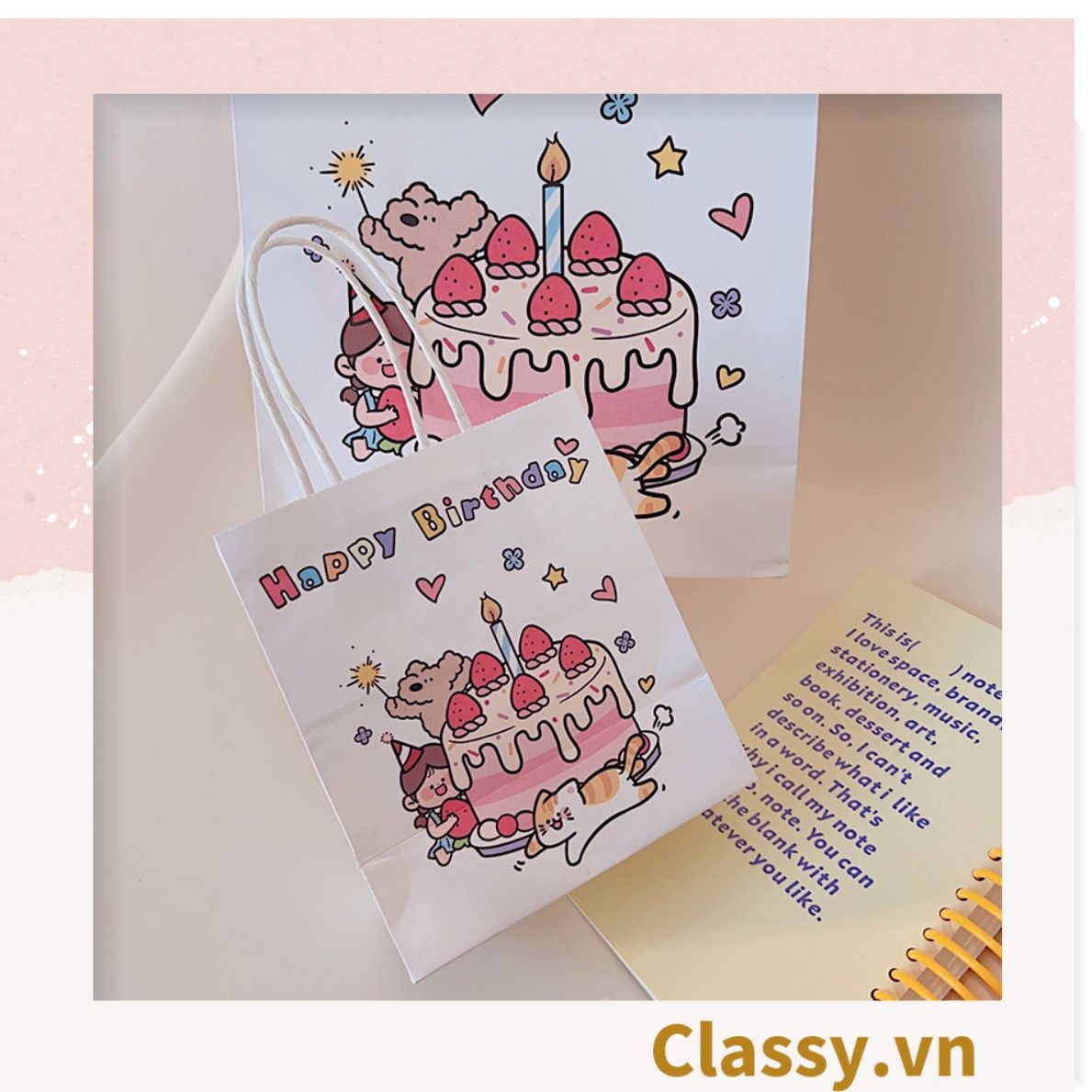  [GIAO HÀNG 7-25 NGÀY] Túi giấy kraft kích thước 26 X 21 X 11 CM có quai xách, nhiều hình nhiều kích cỡ lựa chọn Q1352 