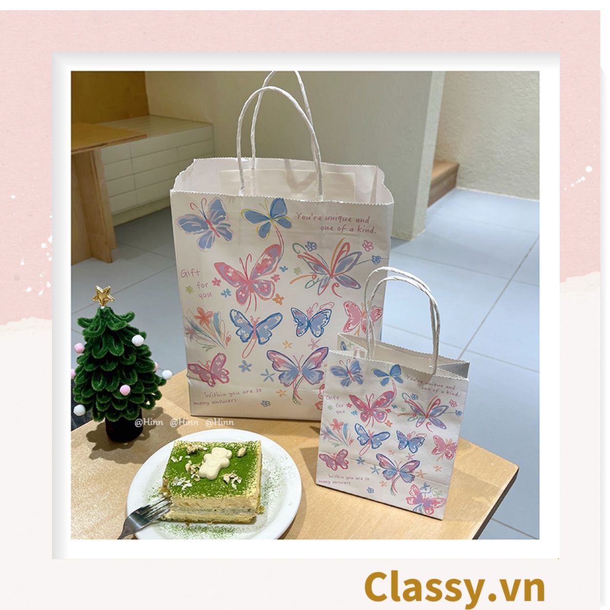  [GIAO HÀNG 7-25 NGÀY] Túi giấy kraft kích thước 26 X 21 X 11 CM có quai xách, nhiều hình nhiều kích cỡ lựa chọn Q1352 