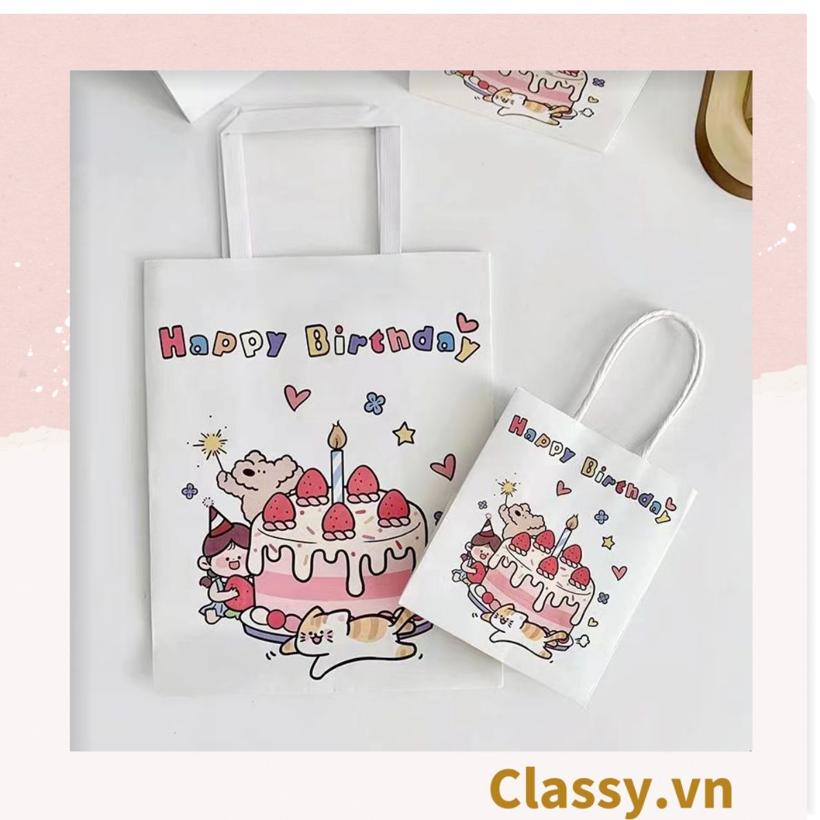 [GIAO HÀNG 7-25 NGÀY] Túi giấy kraft kích thước 26 X 21 X 11 CM có quai xách, nhiều hình nhiều kích cỡ lựa chọn Q1352 