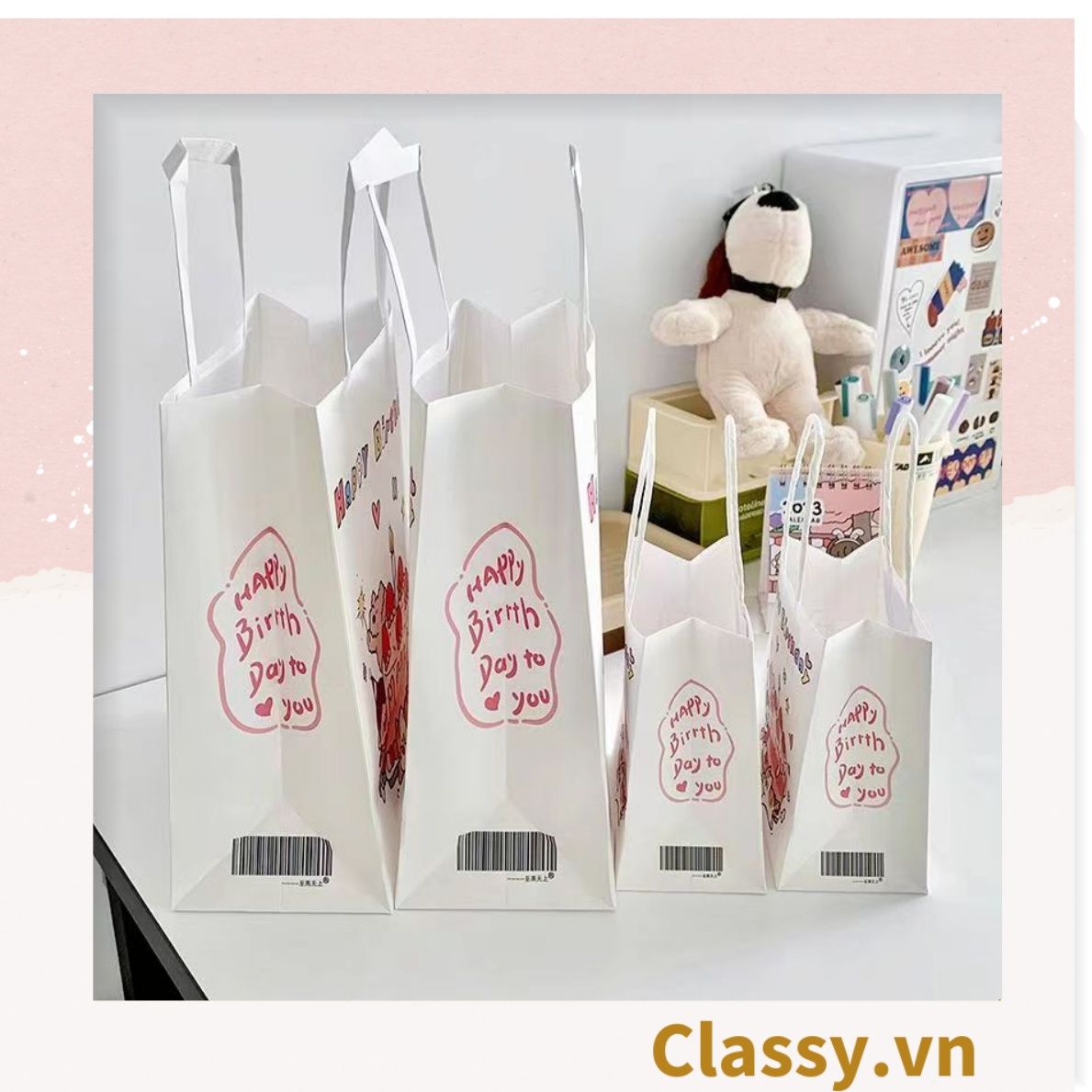  [GIAO HÀNG 7-25 NGÀY] Túi giấy kraft kích thước 26 X 21 X 11 CM có quai xách, nhiều hình nhiều kích cỡ lựa chọn Q1352 
