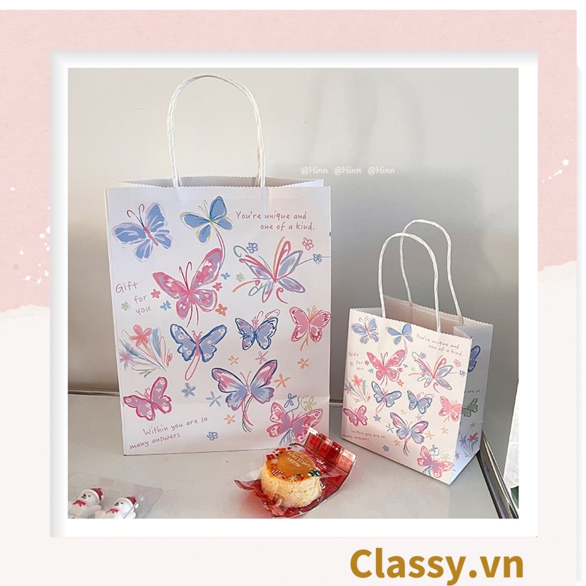  [GIAO HÀNG 7-25 NGÀY] Túi giấy kraft kích thước 26 X 21 X 11 CM có quai xách, nhiều hình nhiều kích cỡ lựa chọn Q1352 