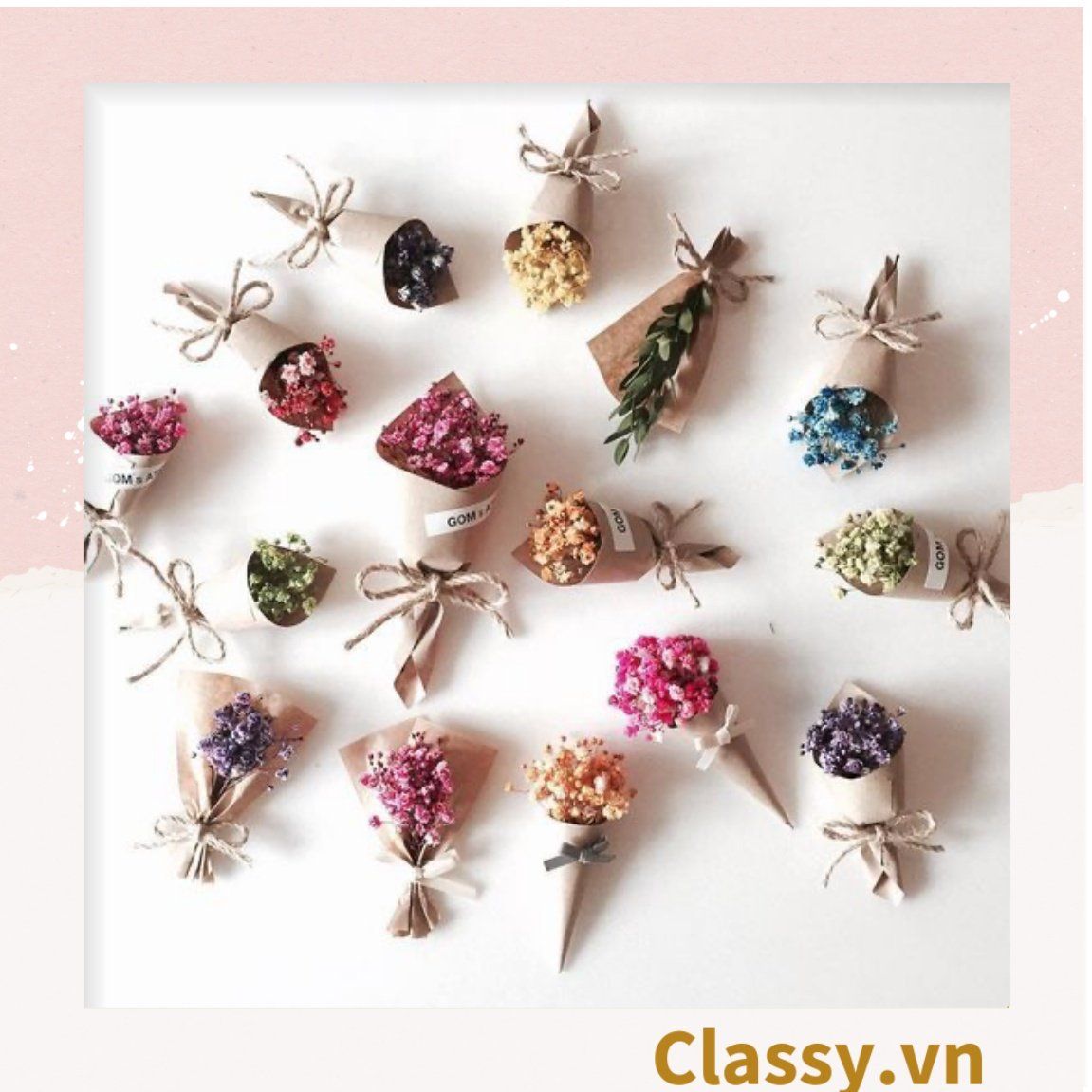  [GIAO HÀNG 7-25 NGÀY] 100 Bó hoa khô mini Classy nhiều màu sắc dùng làm quà tặng, đồ trang trí Q1361 