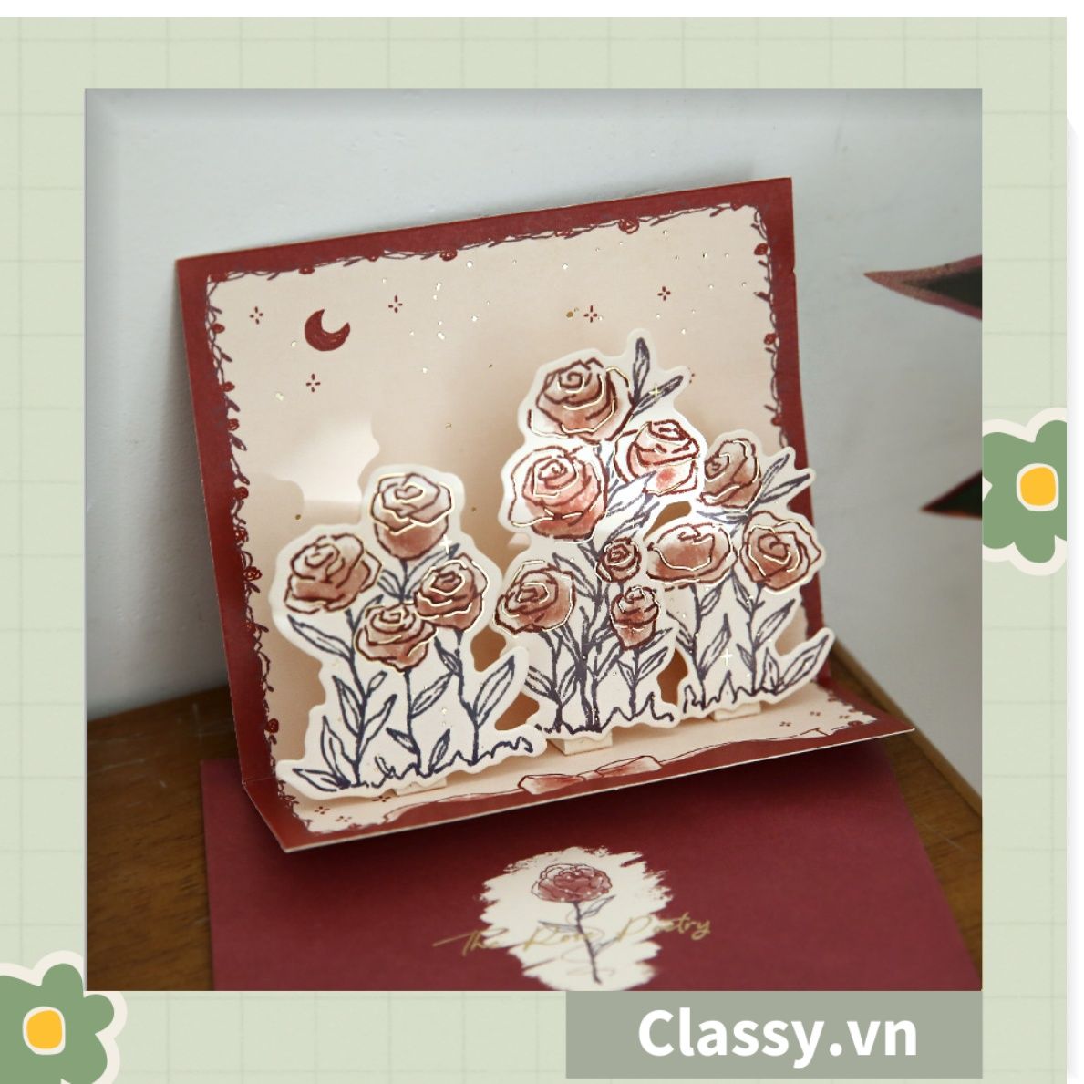  Thiệp in nổi 3D phong cách vintage cổ điển Q1367 