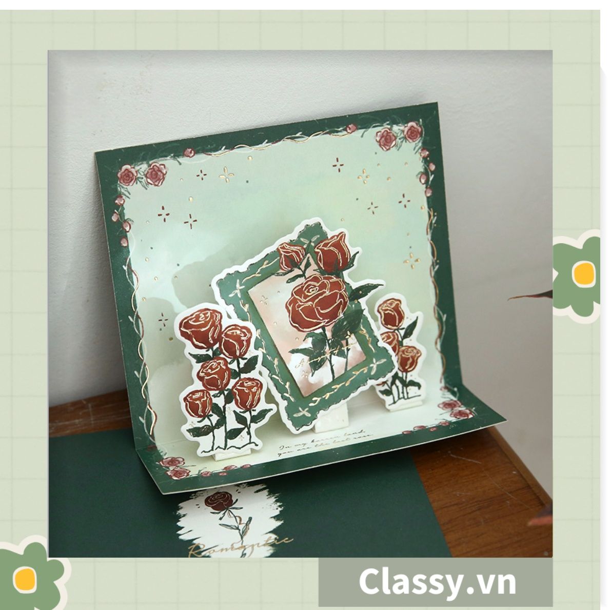  Thiệp in nổi 3D phong cách vintage cổ điển Q1367 
