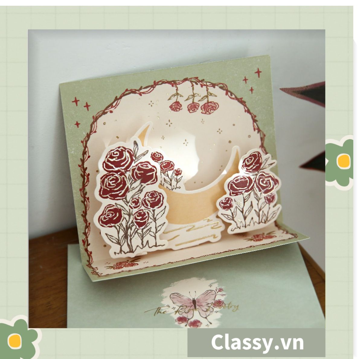  Thiệp in nổi 3D phong cách vintage cổ điển Q1367 