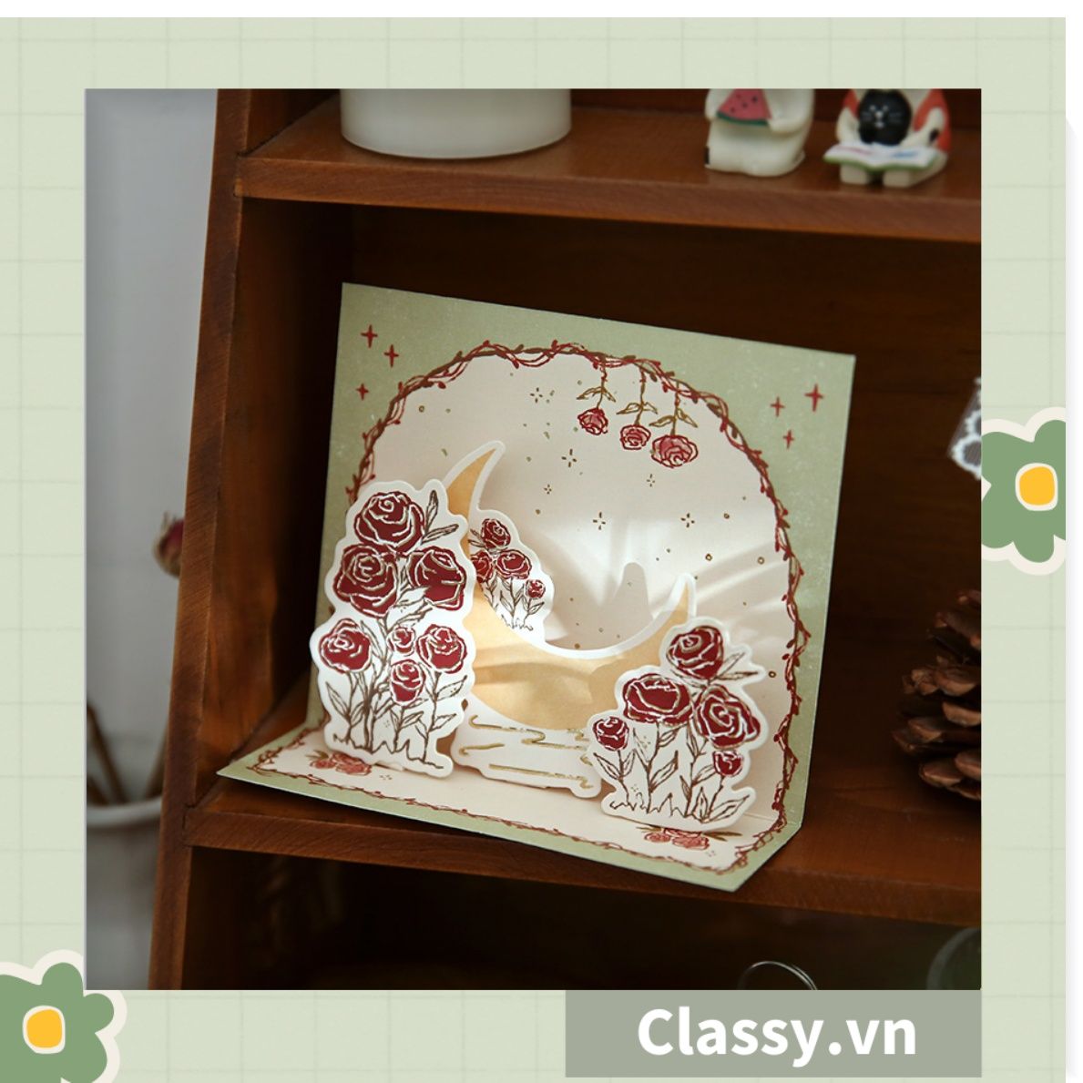  Thiệp in nổi 3D phong cách vintage cổ điển Q1367 