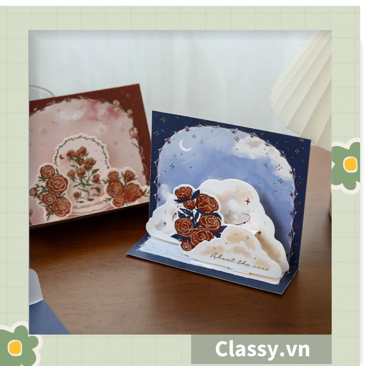  Thiệp in nổi 3D phong cách vintage cổ điển Q1367 