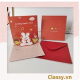  Thiệp in nổi 3D hình con vật với họa tiết pastel, giấy cứng cáp chất lượng cao Q1373 