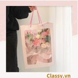  Túi giấy hồng trong suốt kích thước 25x15x35CM dùng làm quà tặng Q1404 