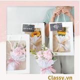  Túi giấy hồng trong suốt kích thước 25x15x35CM dùng làm quà tặng Q1404 