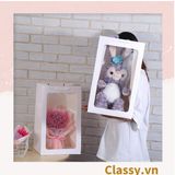 Túi giấy hồng trong suốt kích thước 25x15x35CM dùng làm quà tặng Q1404 