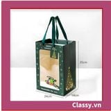  Túi giấy hồng trong suốt kích thước 25x15x35CM dùng làm quà tặng Q1404 