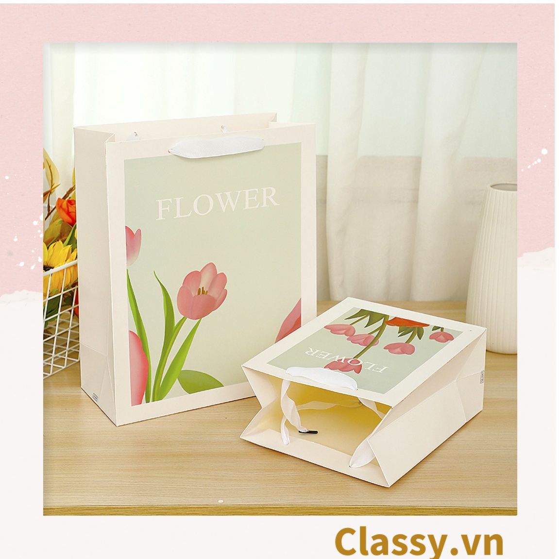  Classy Túi giấy chất liệu dày dặn, quà tặng, đi shopping tiện lợi Q1495 