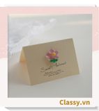  Classy Thiệp chúc mừng, thiệp đính hoa nhựa đẹp tinh tế, quà tặng sinh nhật, lễ hội Q1496 