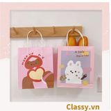  Classy Túi giấy đựng quà kích cỡ 17.5x21x7.5CM họa tiết gấu ngẫu nhiên Q1508 