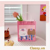  Classy Túi giấy đựng quà kích cỡ 17.5x21x7.5CM họa tiết gấu ngẫu nhiên Q1508 