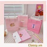  Classy Túi giấy đựng quà kích cỡ 17.5x21x7.5CM họa tiết gấu ngẫu nhiên Q1508 