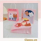  Classy Túi giấy đựng quà kích cỡ 17.5x21x7.5CM họa tiết gấu ngẫu nhiên Q1508 