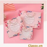  Classy Túi giấy quai xách họa tiết hoa hồng đính kèm ruy băng nơ Q1546 