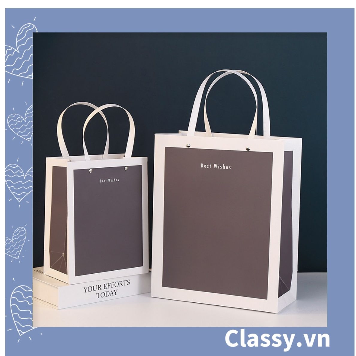  [GIAO HÀNG 7-25 NGÀY]  Classy Túi quà tặng, túi giấy quai xách dày dặn sang trọng Q1547 