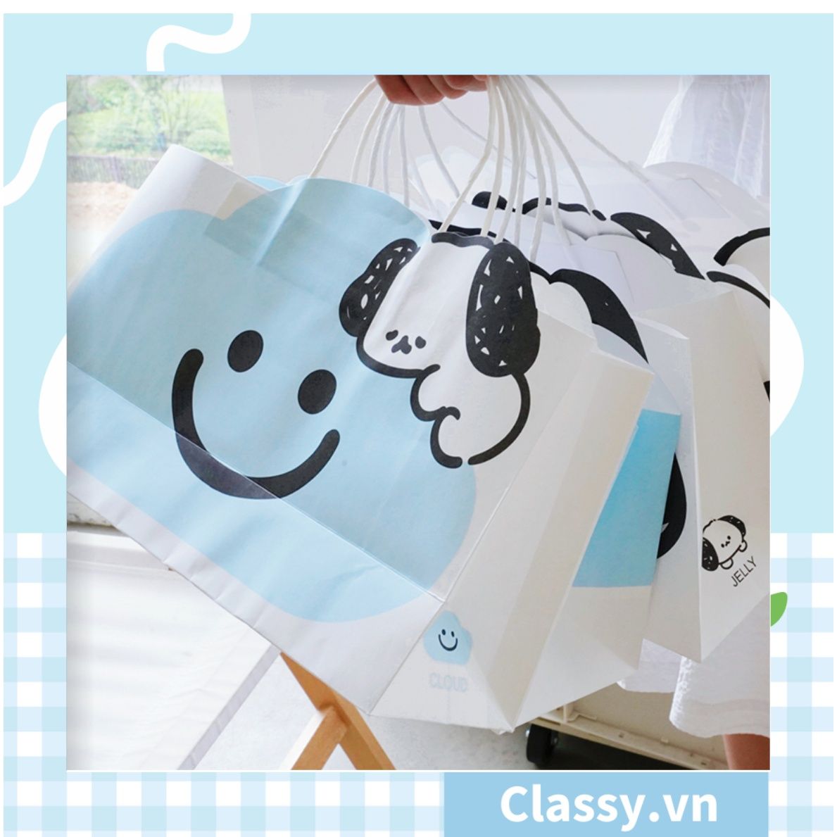  [GIAO HÀNG 7-25 NGÀY] Classy Túi quà tặng hình bé cún dễ thương 32x11x20.8CM, có quai xách tiện lợi Q1552 