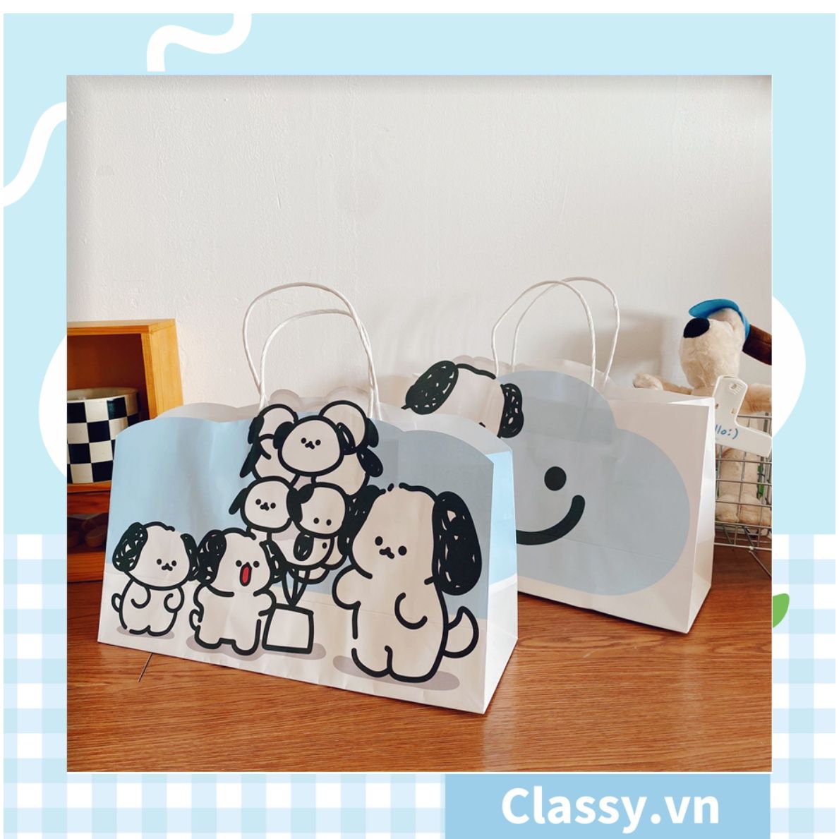  [GIAO HÀNG 7-25 NGÀY] Classy Túi quà tặng hình bé cún dễ thương 32x11x20.8CM, có quai xách tiện lợi Q1552 