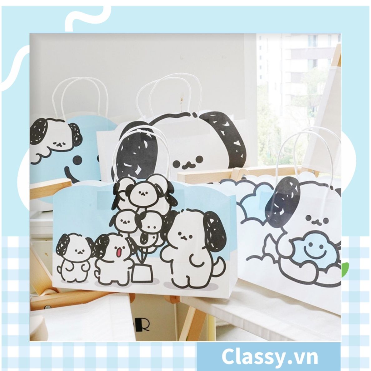  [GIAO HÀNG 7-25 NGÀY] Classy Túi quà tặng hình bé cún dễ thương 32x11x20.8CM, có quai xách tiện lợi Q1552 